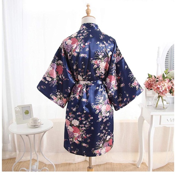 NWT Women's Silky Robe Dark Blue - Picture 3 of 3